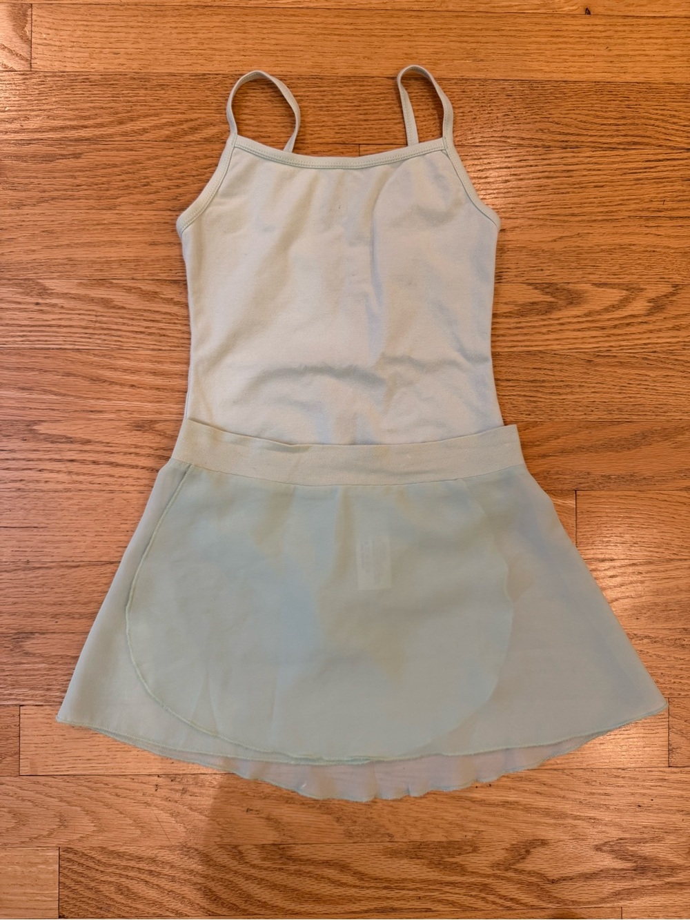 Girls Mint Green Spaghetti-Strap Dance Leotard Matching Skirt Set Sz 5-6/6x